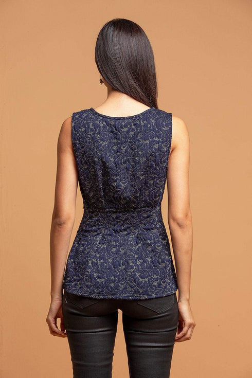 Metallic Peplum Top